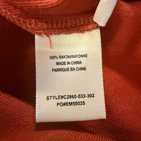Cloth & Stone Rust Rayon V-Neck Short Sleeve Blouse | Size Small - Picture 4 of 5